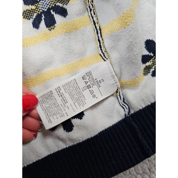 Old Navy Sweater Girls 4T Flower Print Cardigan Pink Cowl Neck - Picture 7 of 9